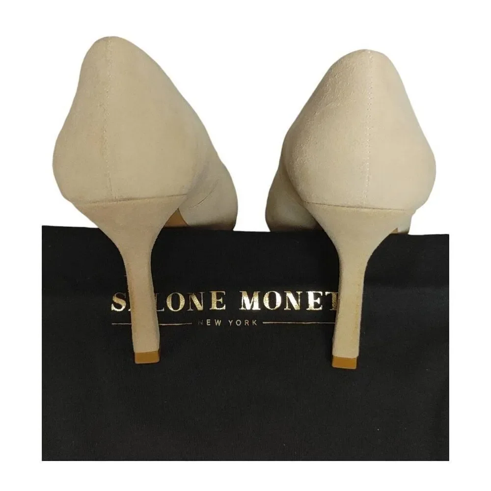 Anita Nubuck Pointed Toe Pumps by Salone Monet Light Cream Sz 9.5M - Picture 9 of 11